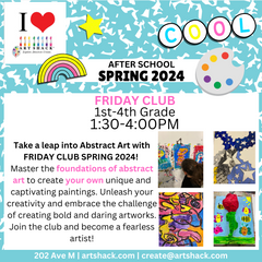 Part 3: FRIDAY CLUB 5 sessions | 1st-4th Gr. | SPRING 2024 | Foundations in Abstract Art