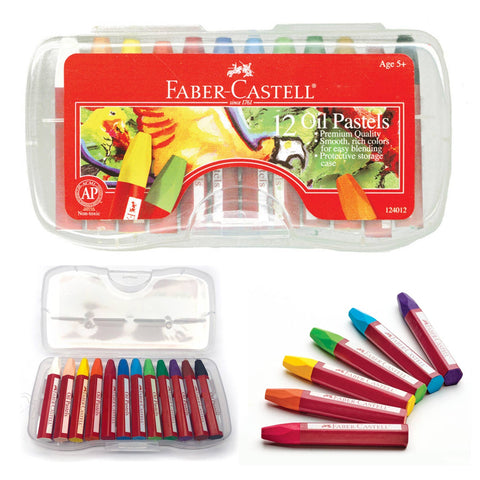 12 Oil Pastels in Storage Case for Kids