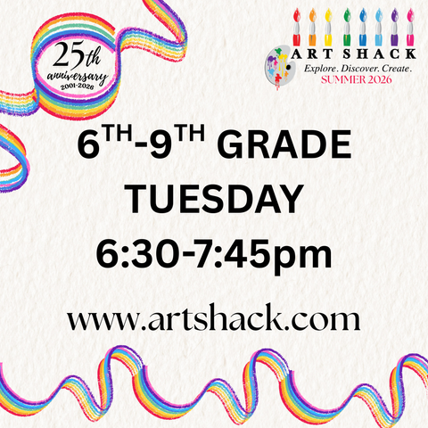 NJ Summer 6th-7th-8th-9th Grade Tuesday 6:30-7:45pm (8 Sessions + Art Shack Show)