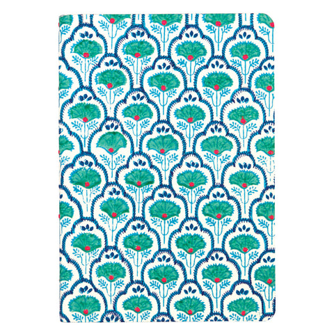Embroidered Journal Turquoise and Orange Floral