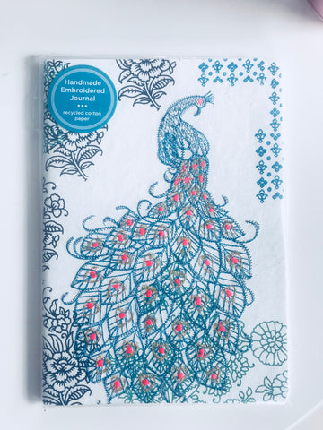 Embroidered Journal Peacock